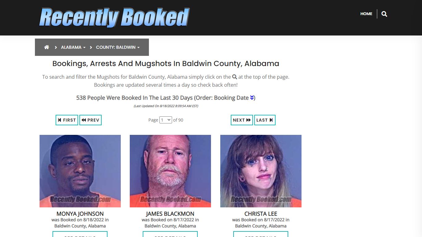 Bookings, Arrests and Mugshots in Baldwin County, Alabama